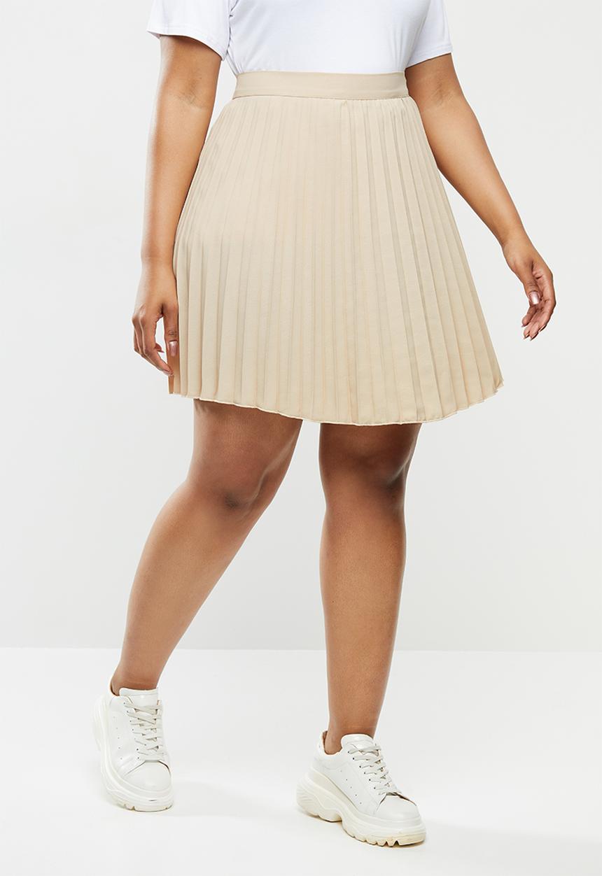 Blake - Satin pleated mini pleated skirt - ivory