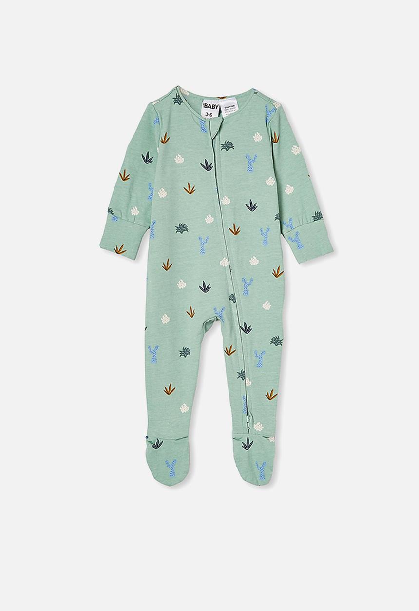 Cotton On - The long sleeve zip romper - green