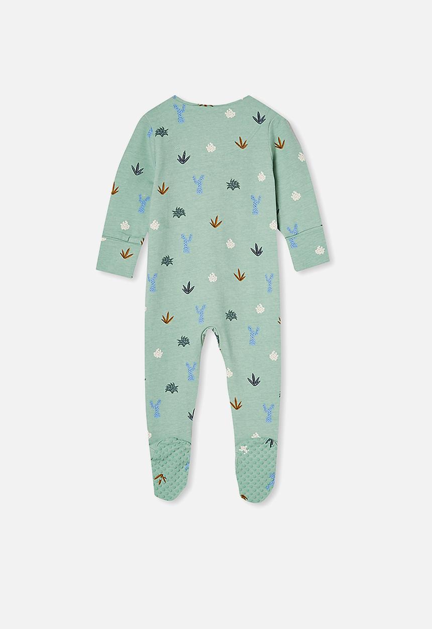 Cotton On - The long sleeve zip romper - green