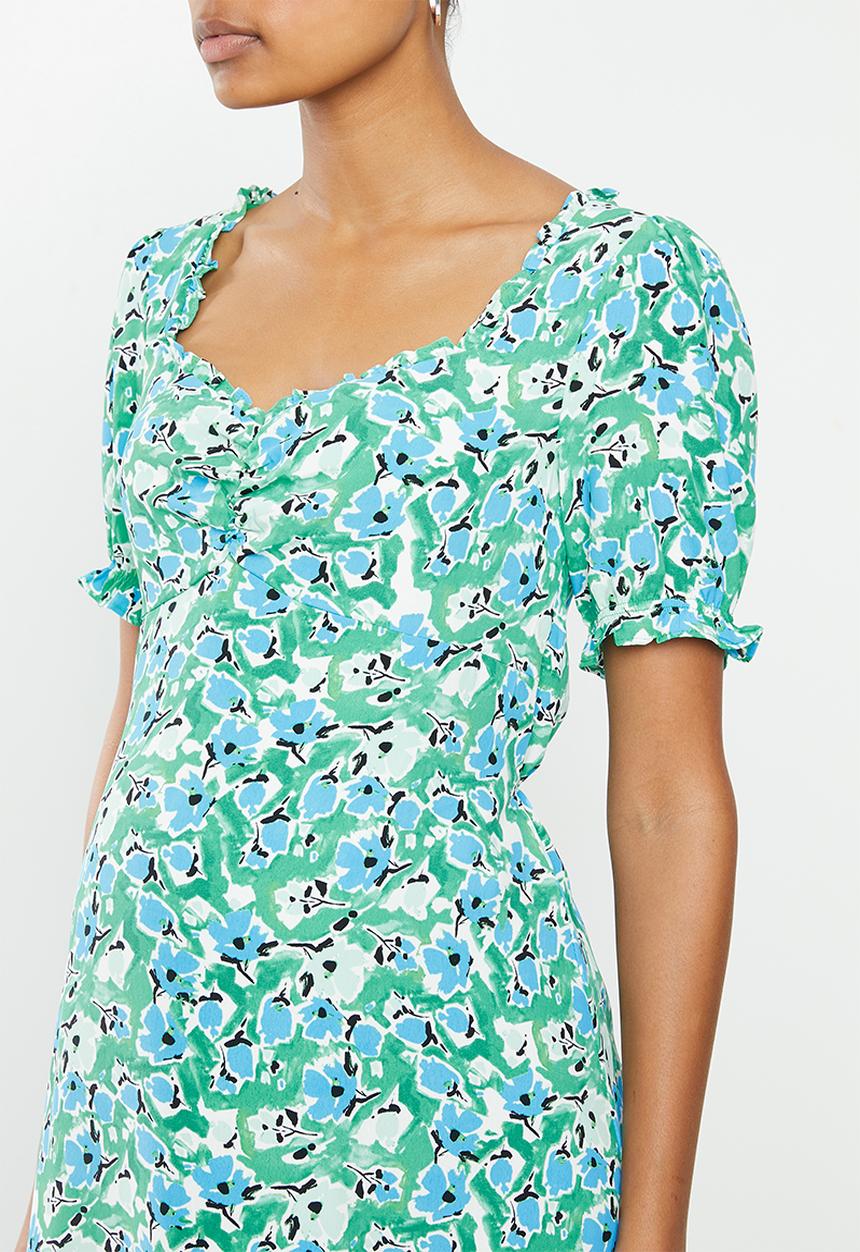 Glamorous - Maternity Abstract floral puff sleeve midi dress - green