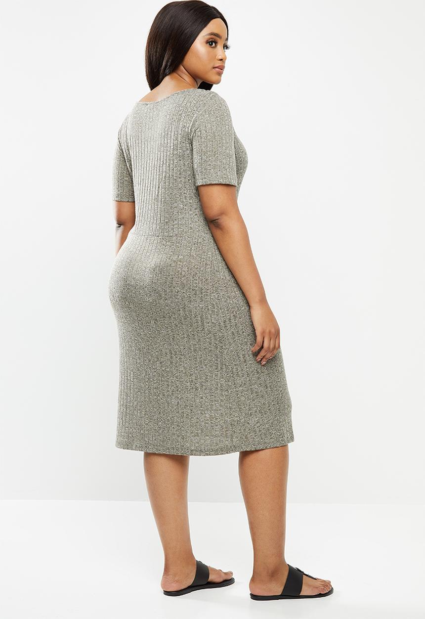 Carmakoma - Lorine short sleeve knot knee dress - olive