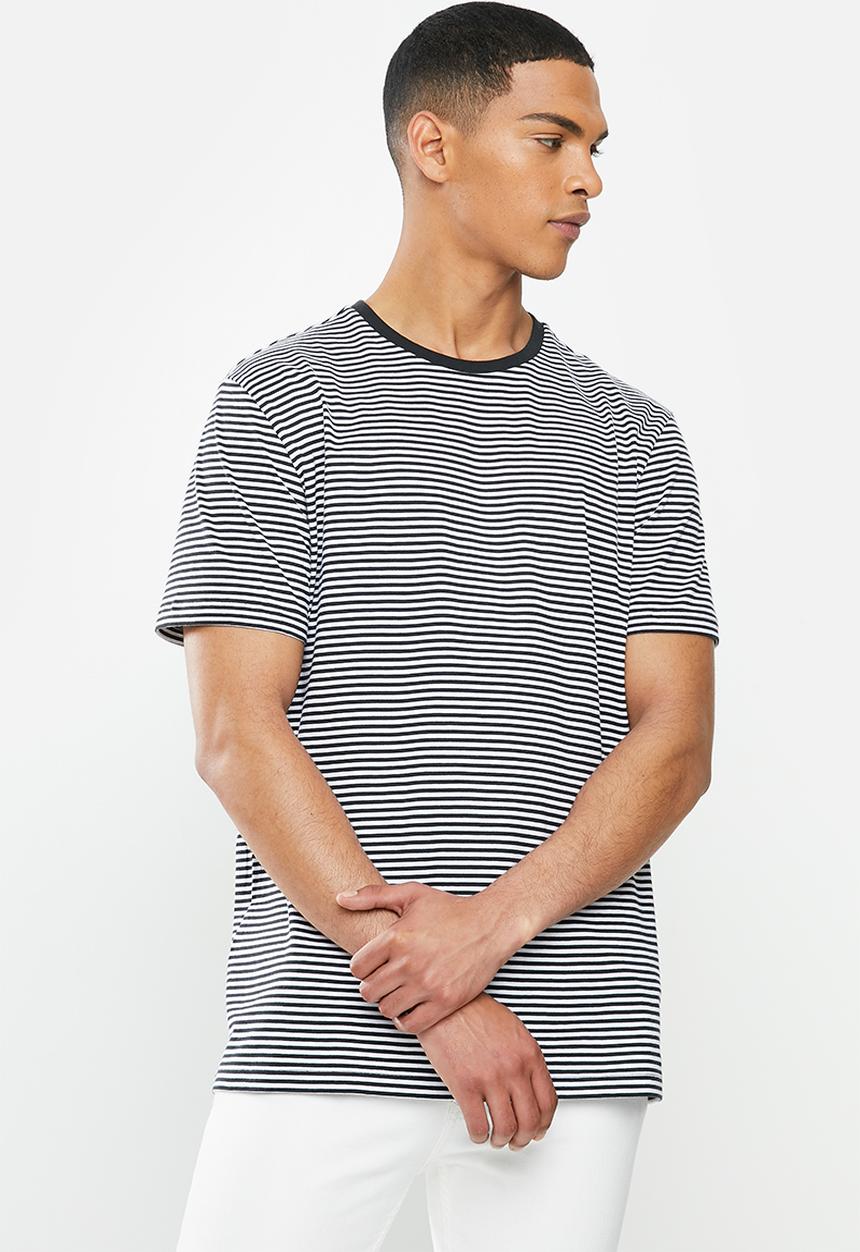 MANGO - Bestripe T-shirt - black & white