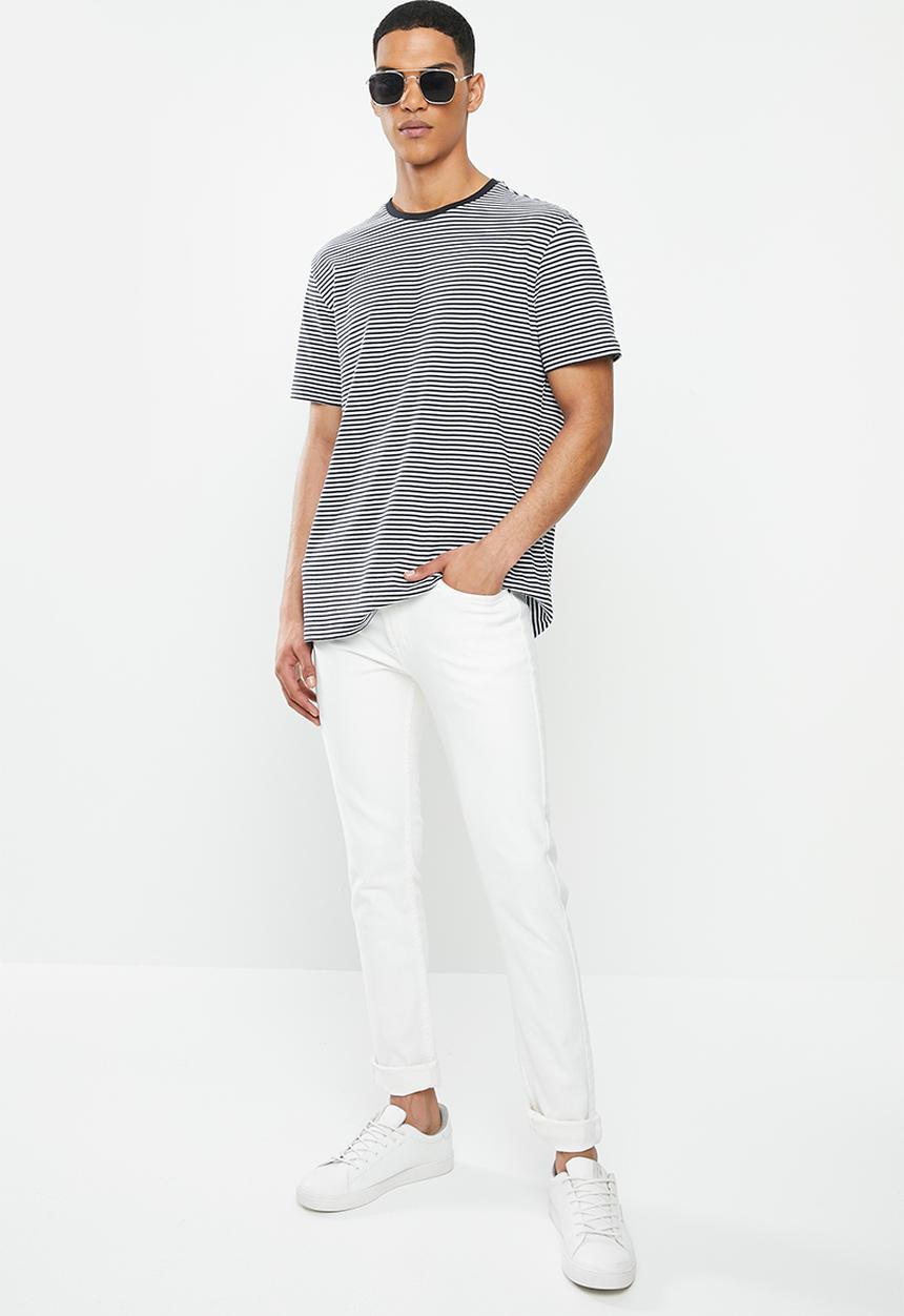 MANGO - Bestripe T-shirt - black & white