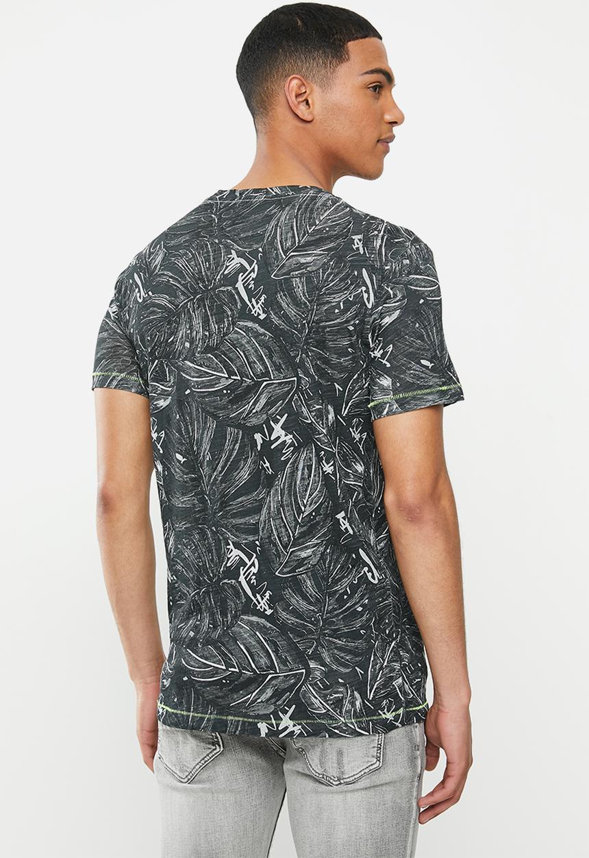 Replay - Black floral printed tee - black
