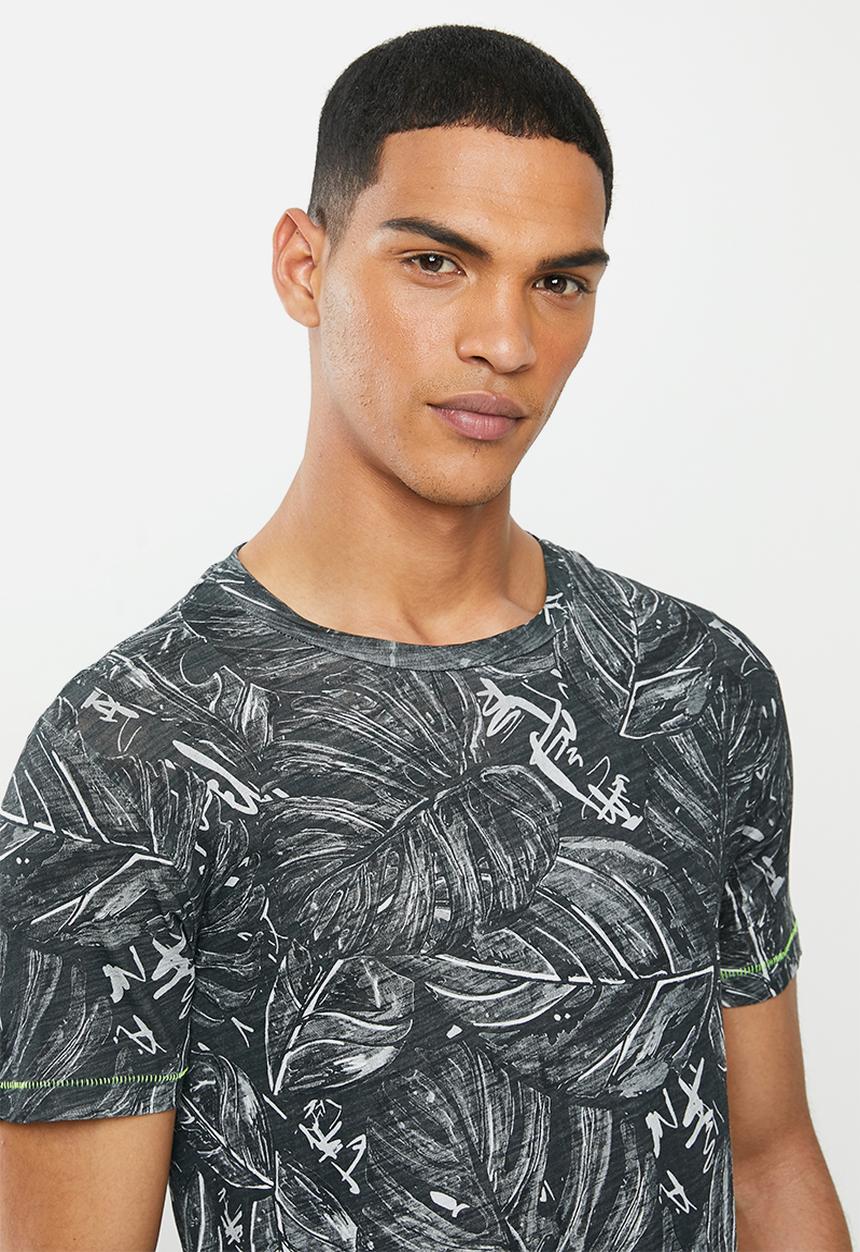 Replay - Black floral printed tee - black