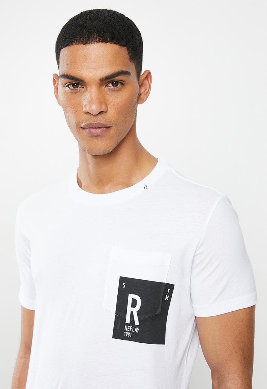 Replay - White side pocket printed tee - white