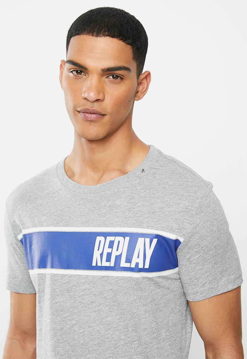 Replay - Side printed logo tee - grey