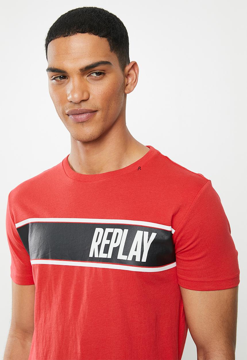 Replay - Side print tee  - red
