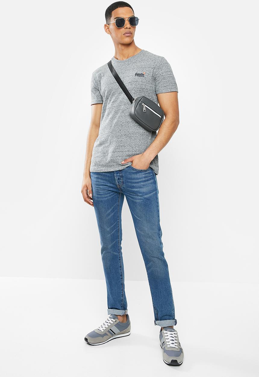Superdry. - Orange label vintage emb tee - flint steel grit