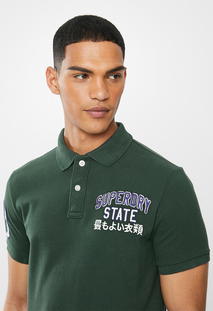 Superdry. - Classic superstate polo - dark forest