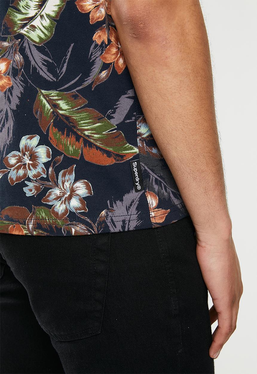 Superdry. - Super 5's tee - leaf navy
