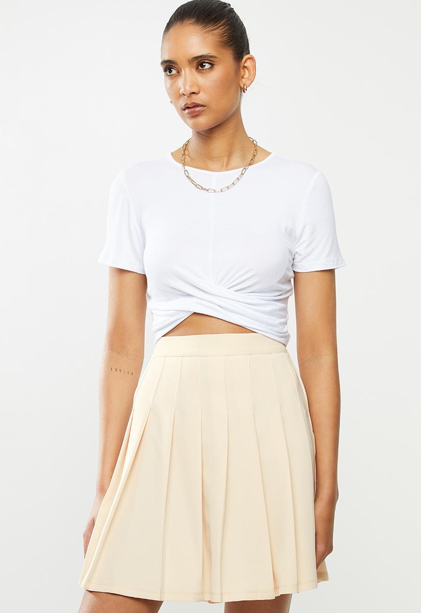 Blake - Wrap front crop top - white