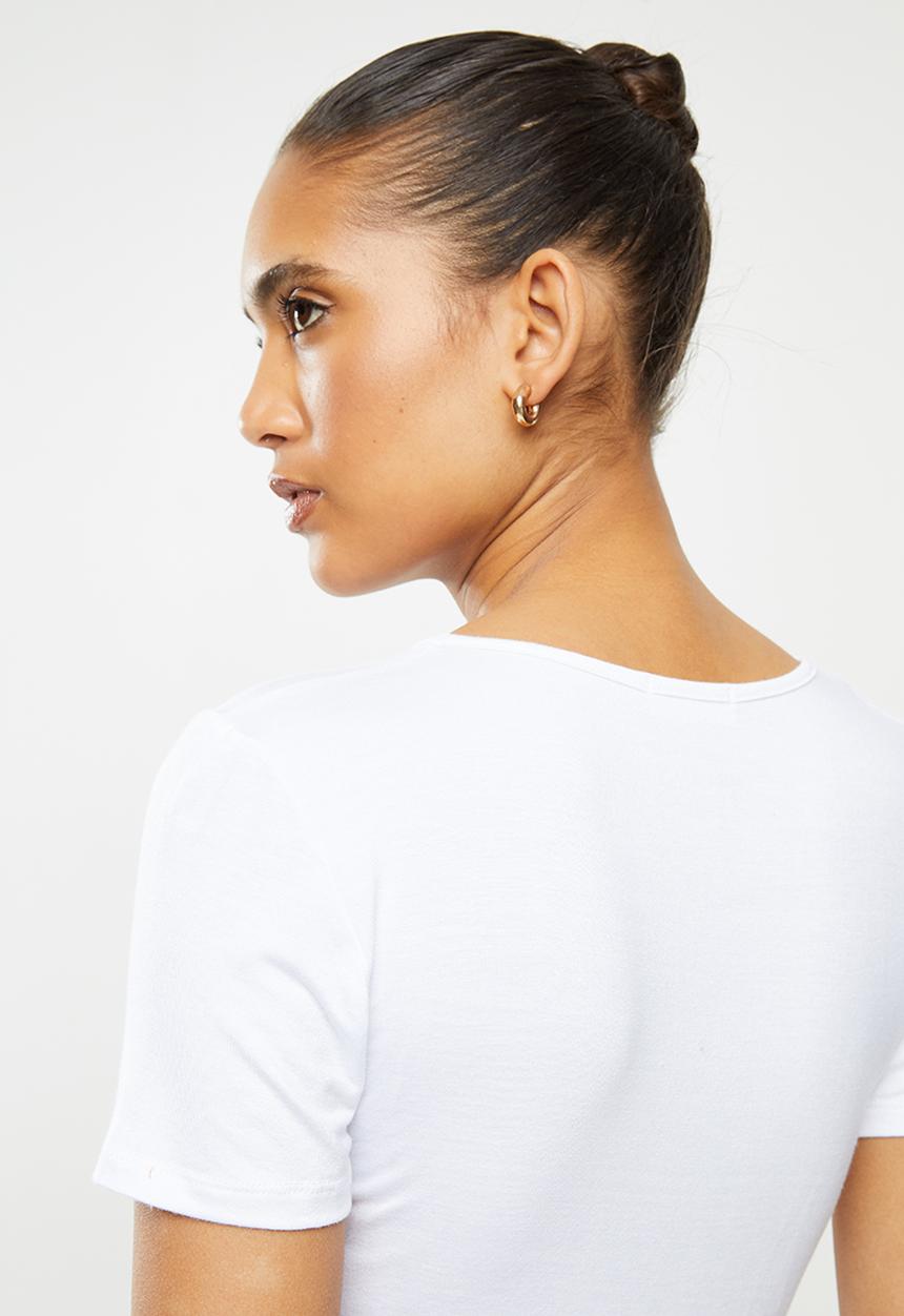 Blake - Wrap front crop top - white