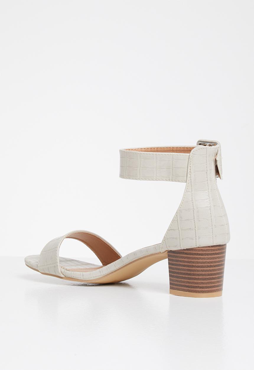 Jada - Ankle strap block heel - stone
