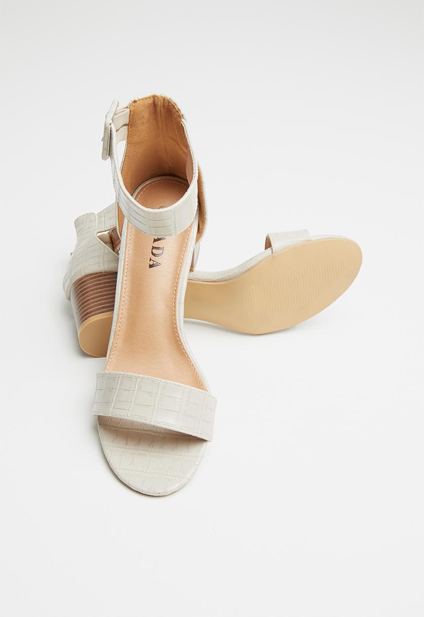 Jada - Ankle strap block heel - stone