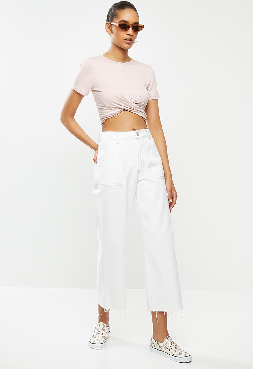 Blake - Wrap front crop top - soft pink