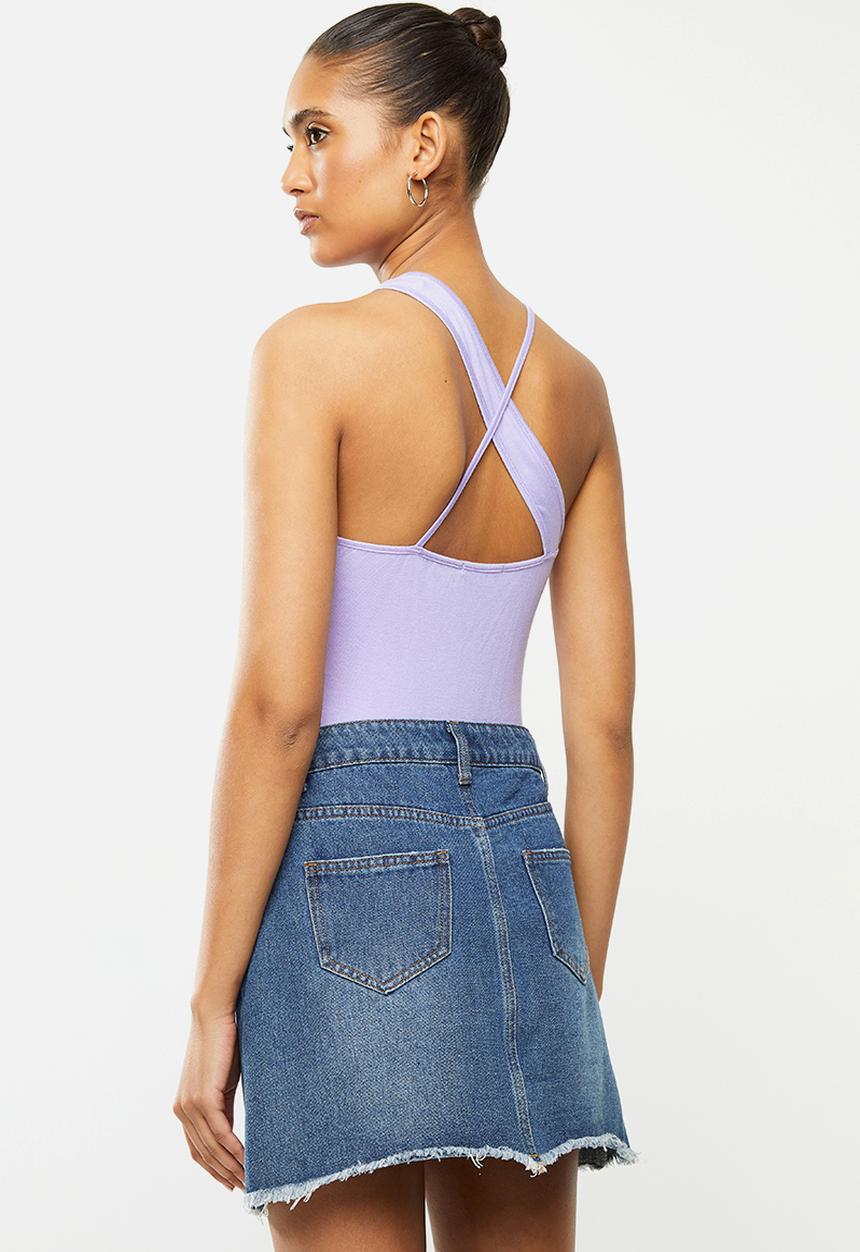 Blake - Halter neck cutout bodysuit - lavender