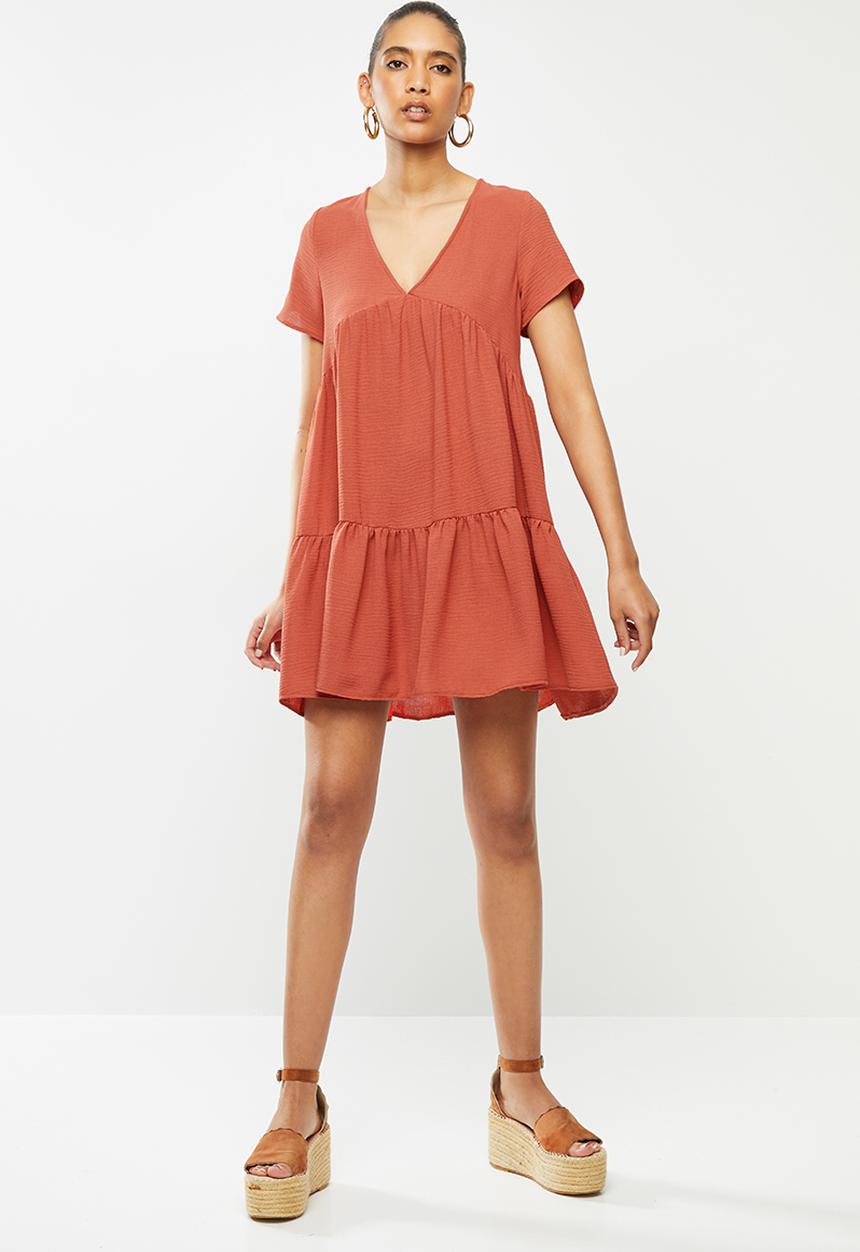 Blake - Knit tiered mini dress - clay