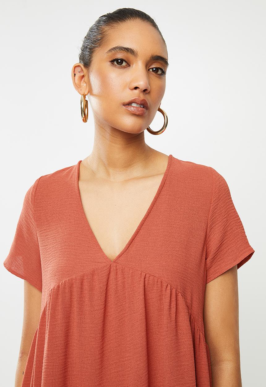 Blake - Knit tiered mini dress - clay