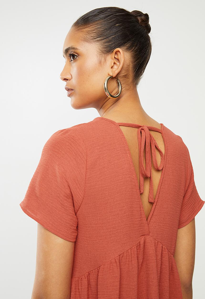 Blake - Knit tiered mini dress - clay