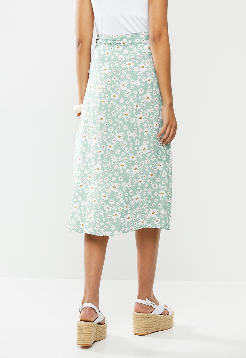 VELVET - Sarong wrap floral skirt - sage floral