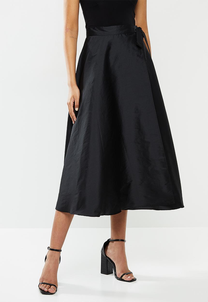 VELVET - Taffeta circle wrap skirt - black