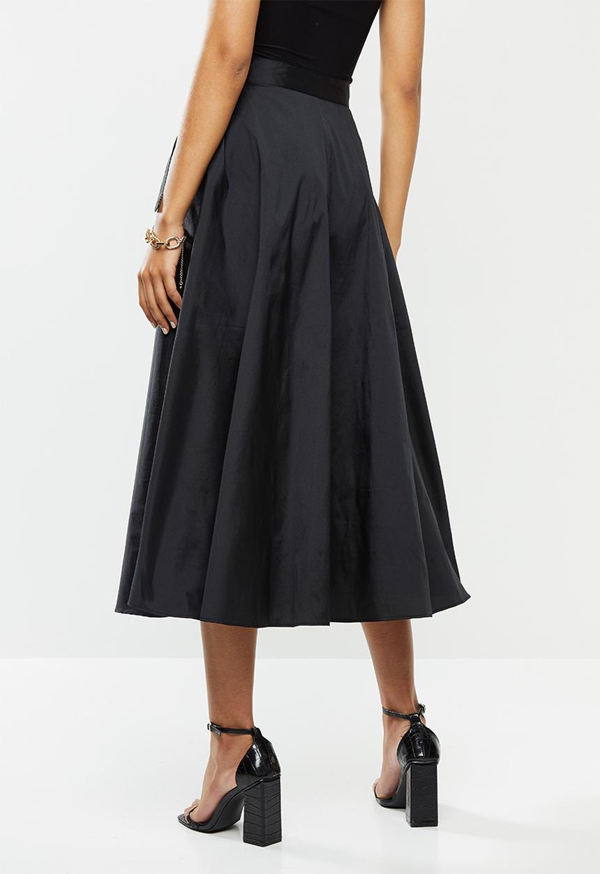 VELVET - Taffeta circle wrap skirt - black