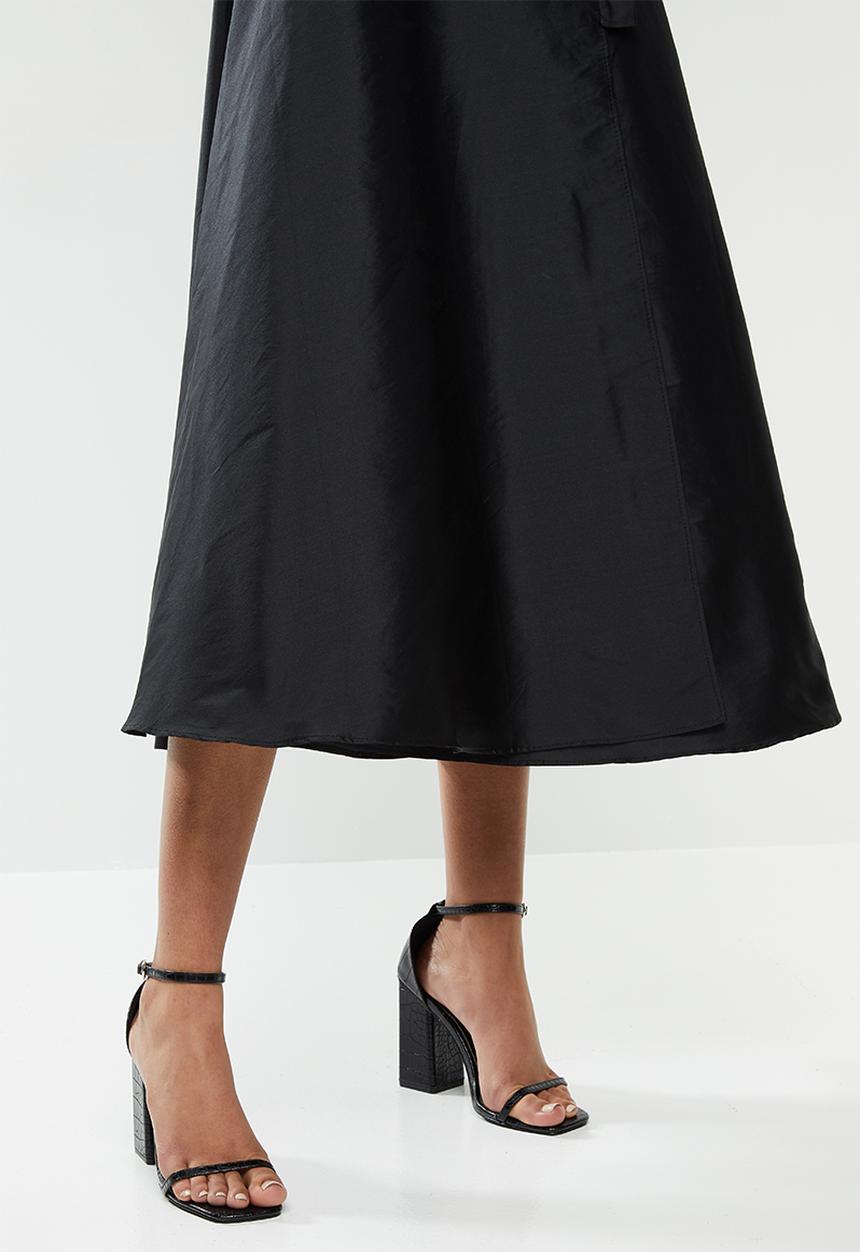 VELVET - Taffeta circle wrap skirt - black