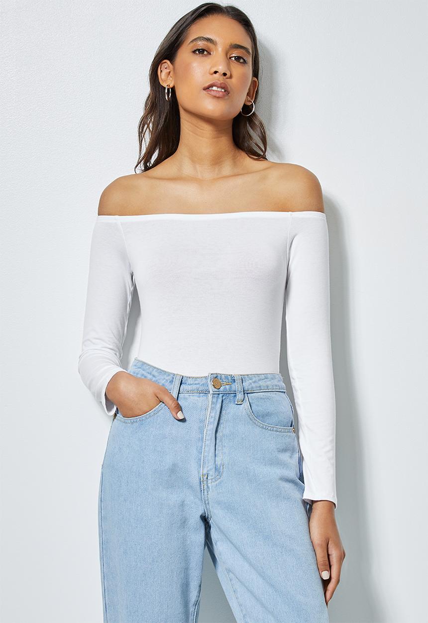 Superbalist - Bardot neckline bodysuit  - white