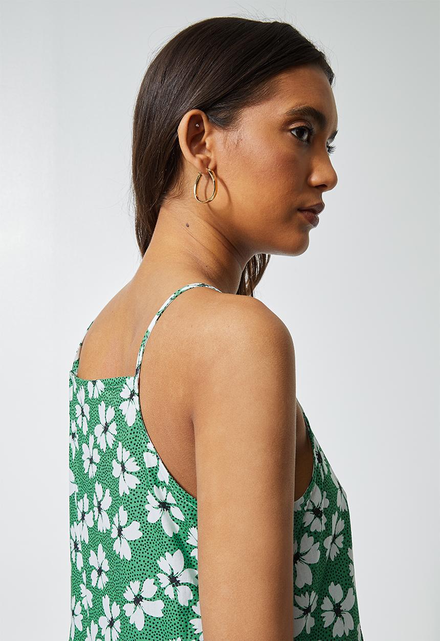 Superbalist - Cotton strappy tiered midi - green spot daisy