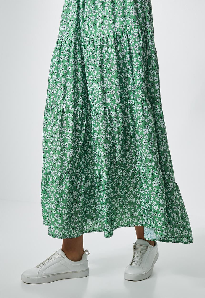 Superbalist - Sleeveless tiered maxi dress - green ditsy
