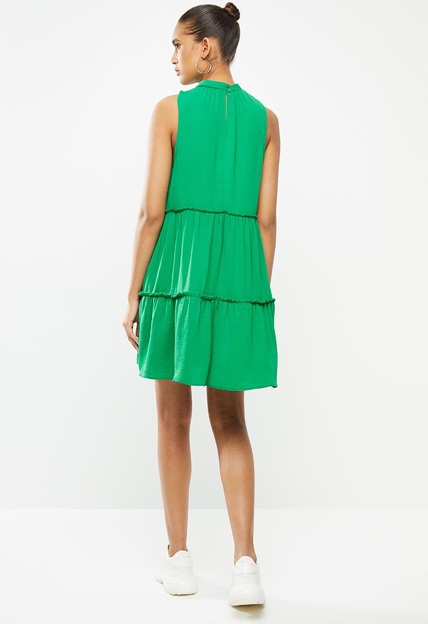 Blake - Tiered turtleneck mini dress - green
