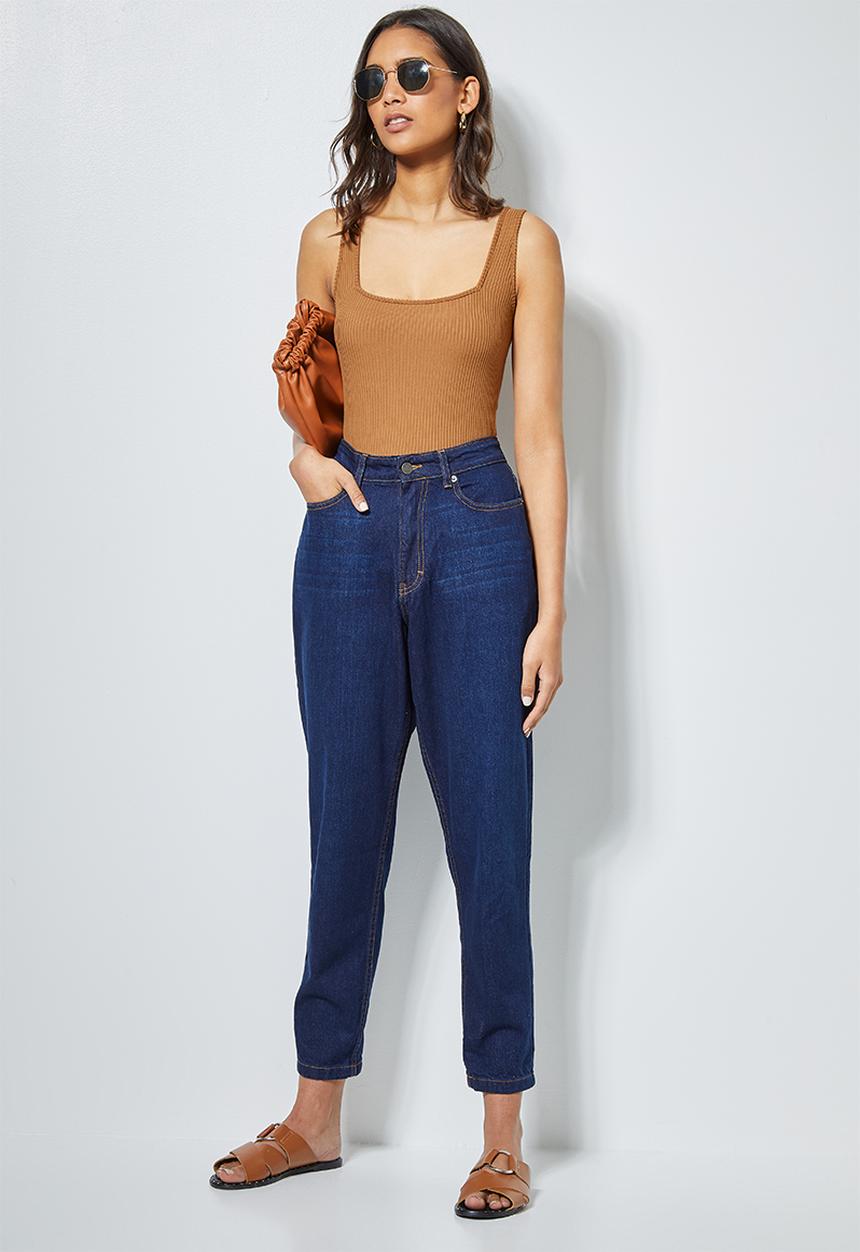 Superbalist - 2pk squareneck bodysuit  - black & tobacco