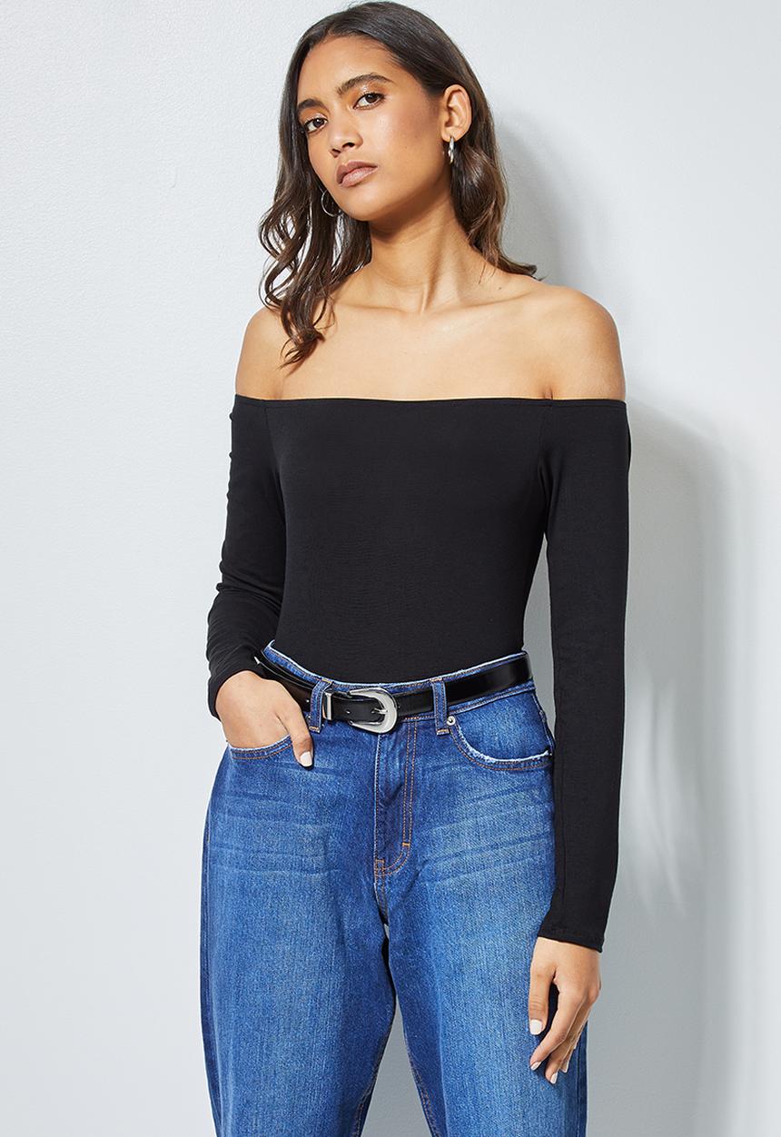 Superbalist - Bardot neckline bodysuit  - black