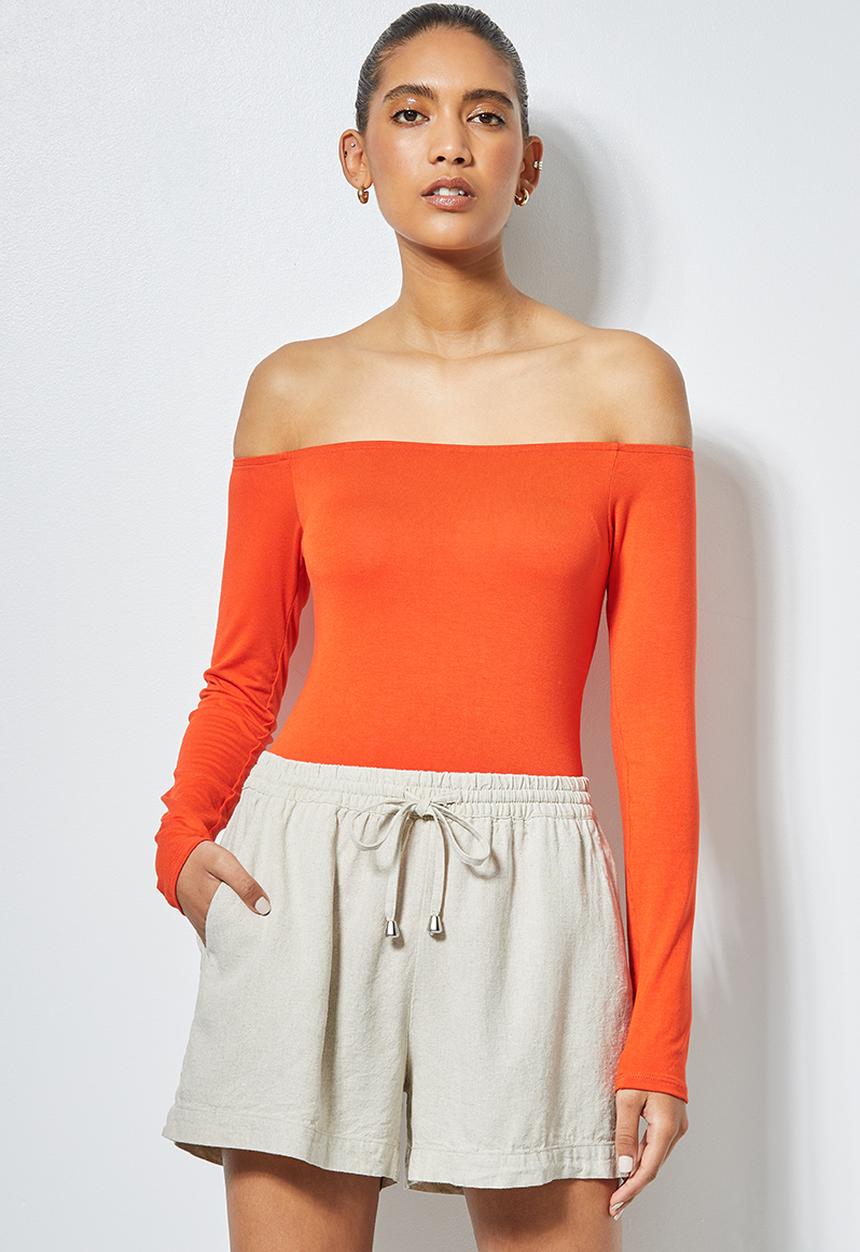 Superbalist - Bardot neckline bodysuit  - bright orange