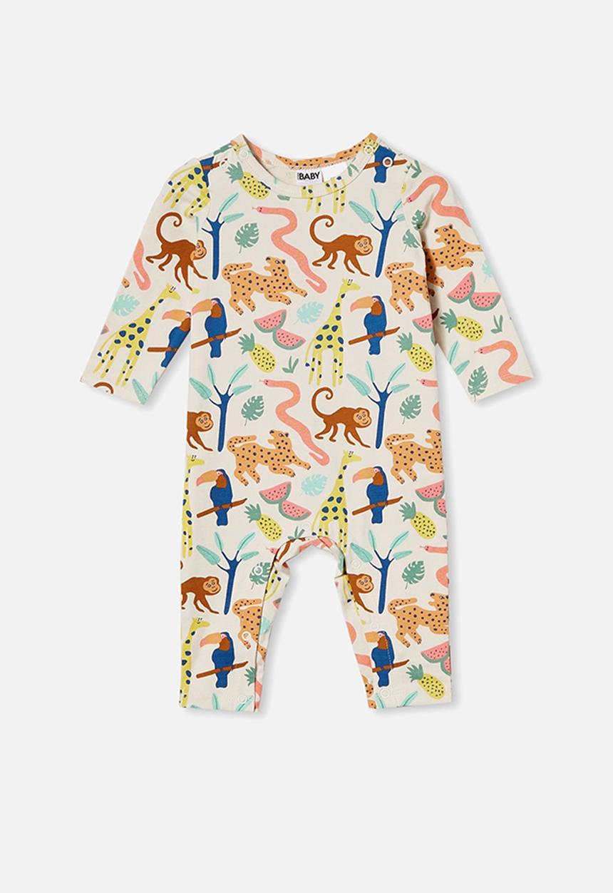 Cotton On - The long sleeve snap romper - dark vanilla