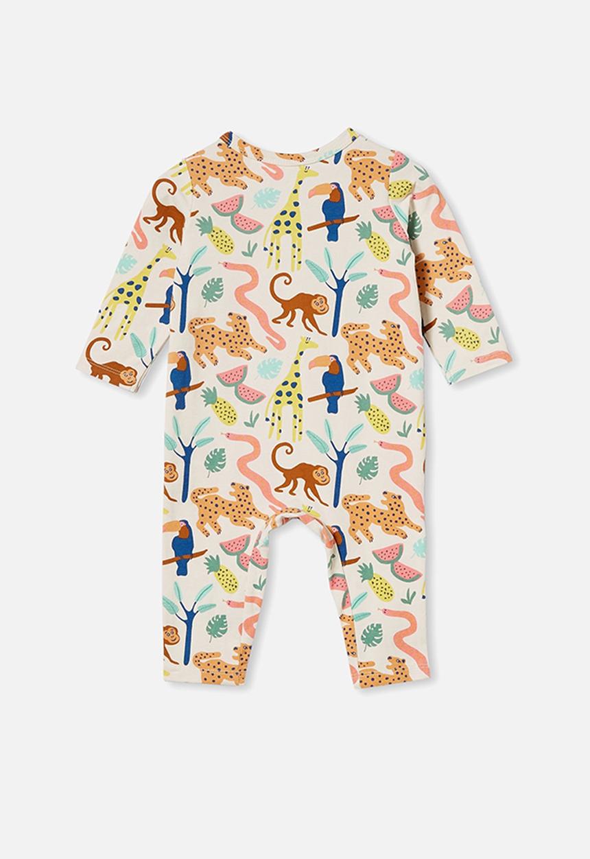 Cotton On - The long sleeve snap romper - dark vanilla