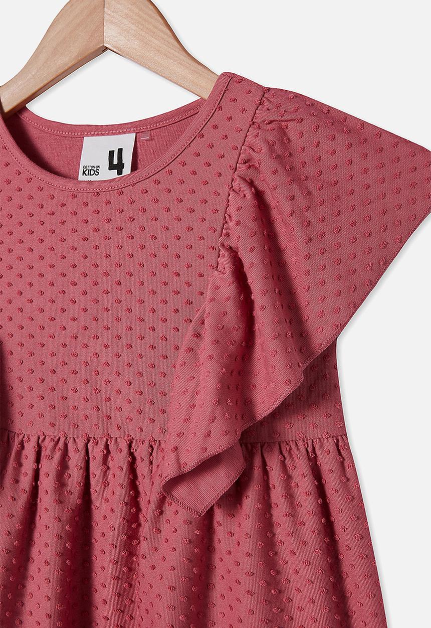 Cotton On - Francis short sleeve frill top - berry