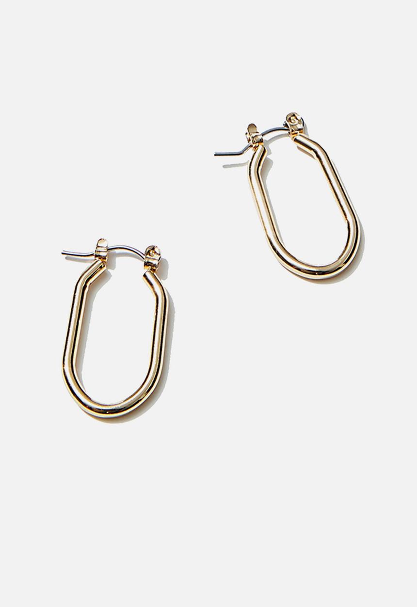 Rubi - Luxe layers fine oblong hoop - gold