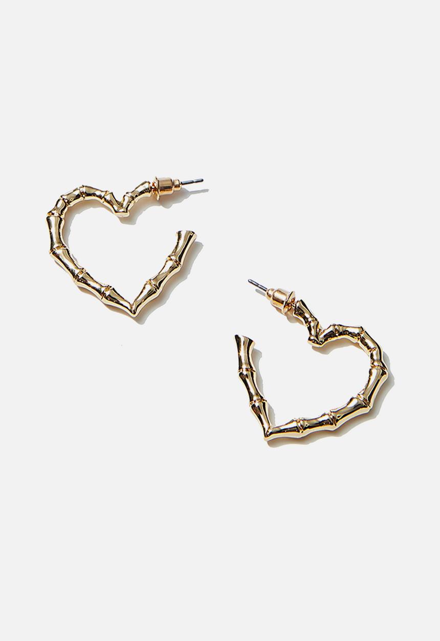 Rubi - Luxe layers medium textured heart hoop - gold