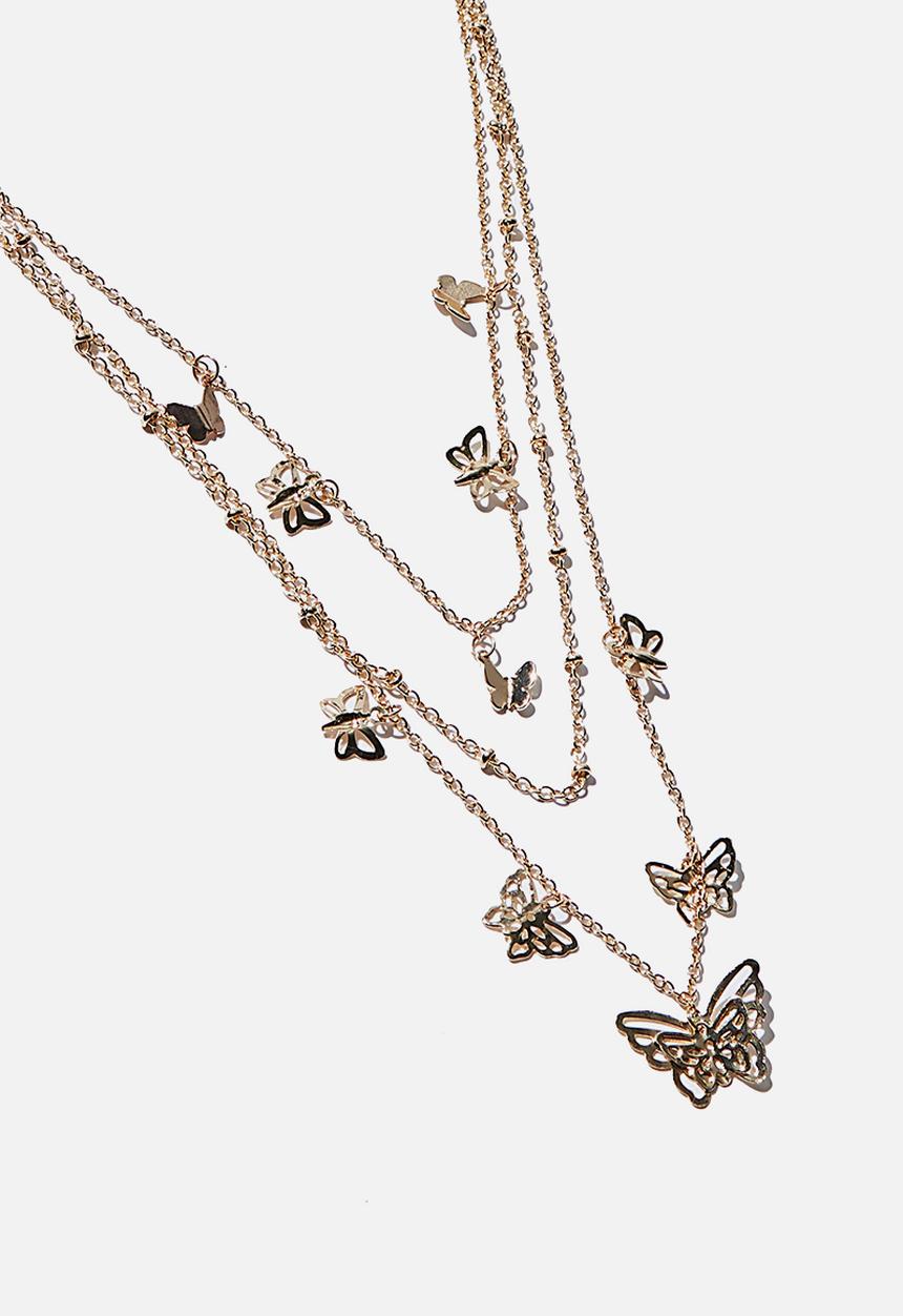 Rubi - Luxe layers layered butterfly necklace - gold
