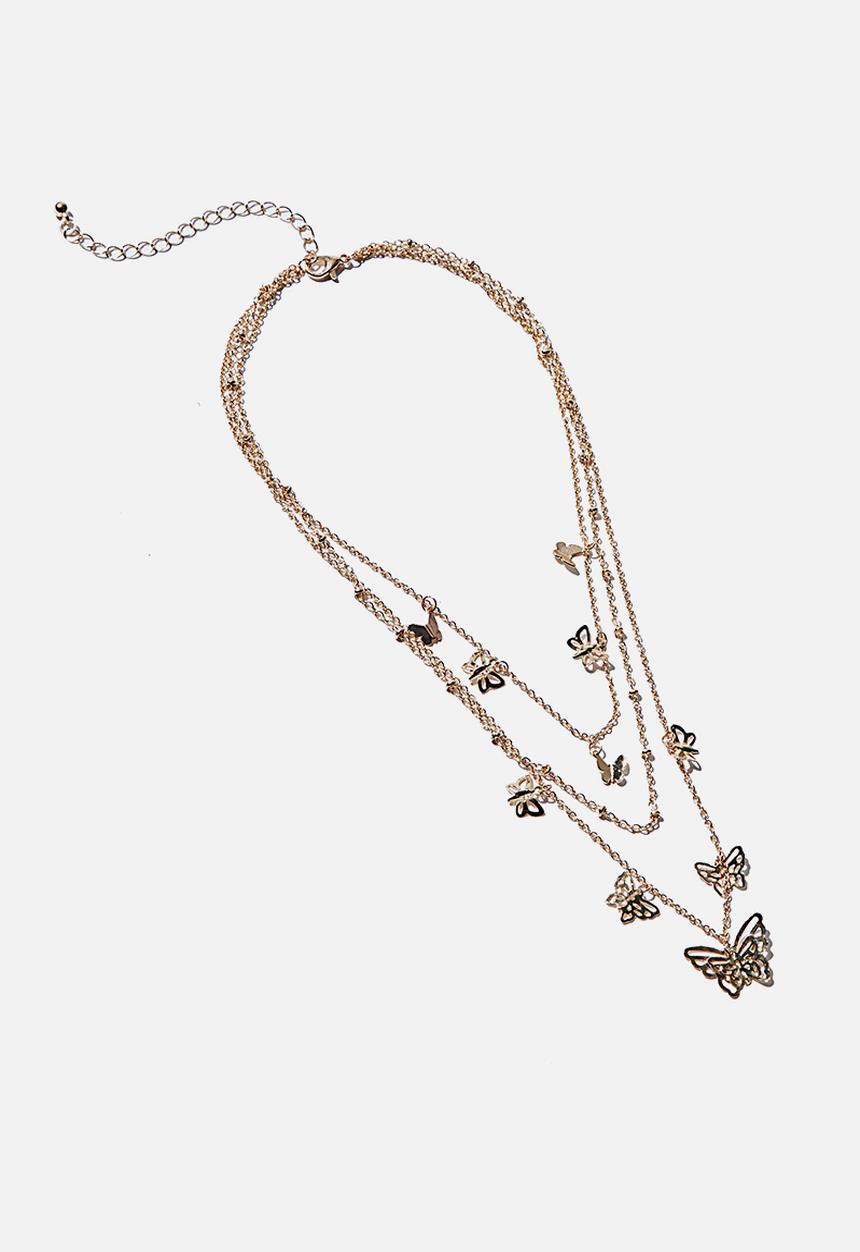 Rubi - Luxe layers layered butterfly necklace - gold