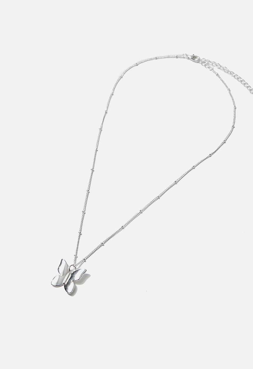 Rubi - Luxe layers butterfly pendant necklace - silver