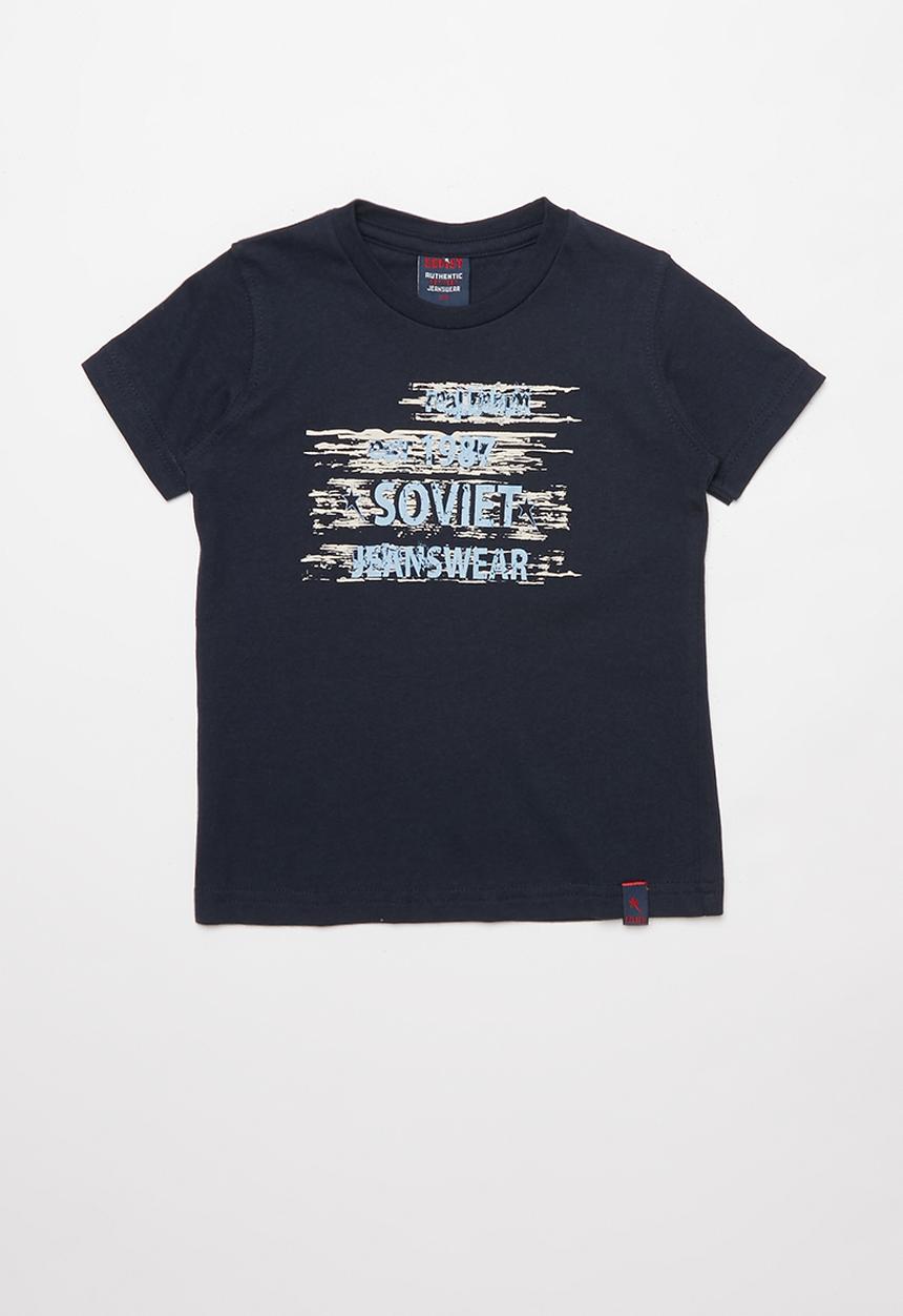 SOVIET - Boys logo tee - navy