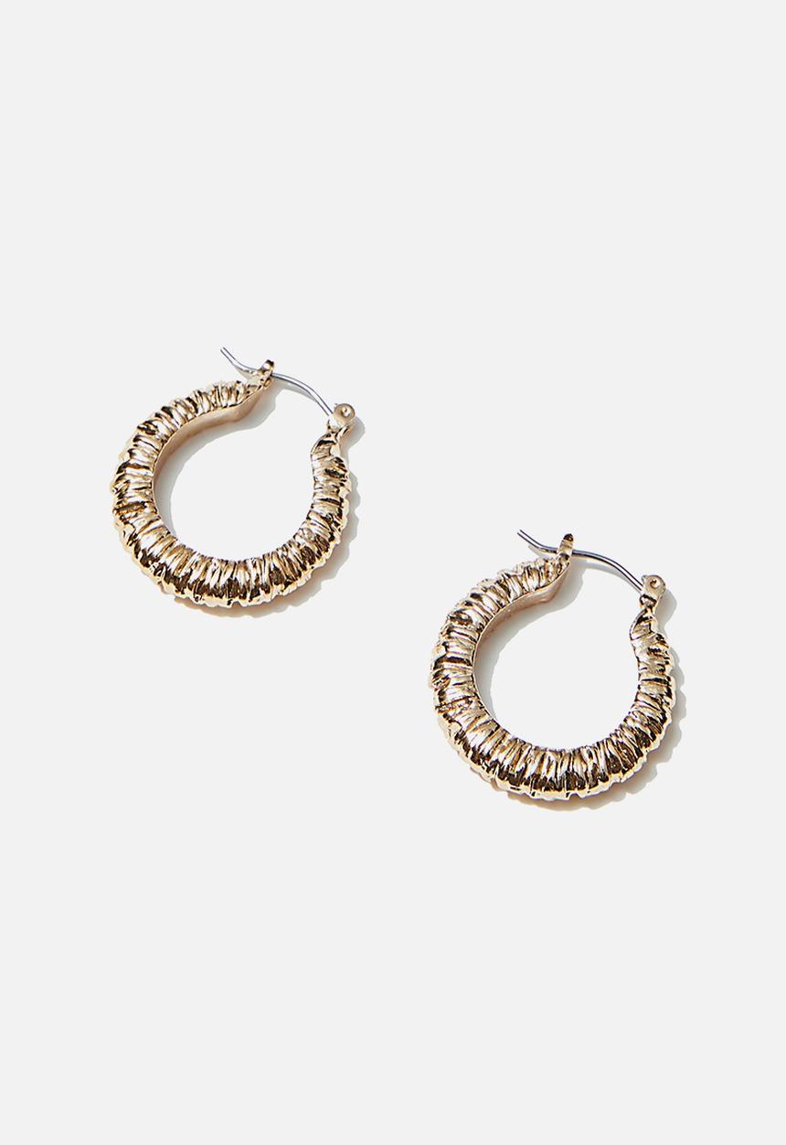 Rubi - Luxe layers small rough texture hoop - gold