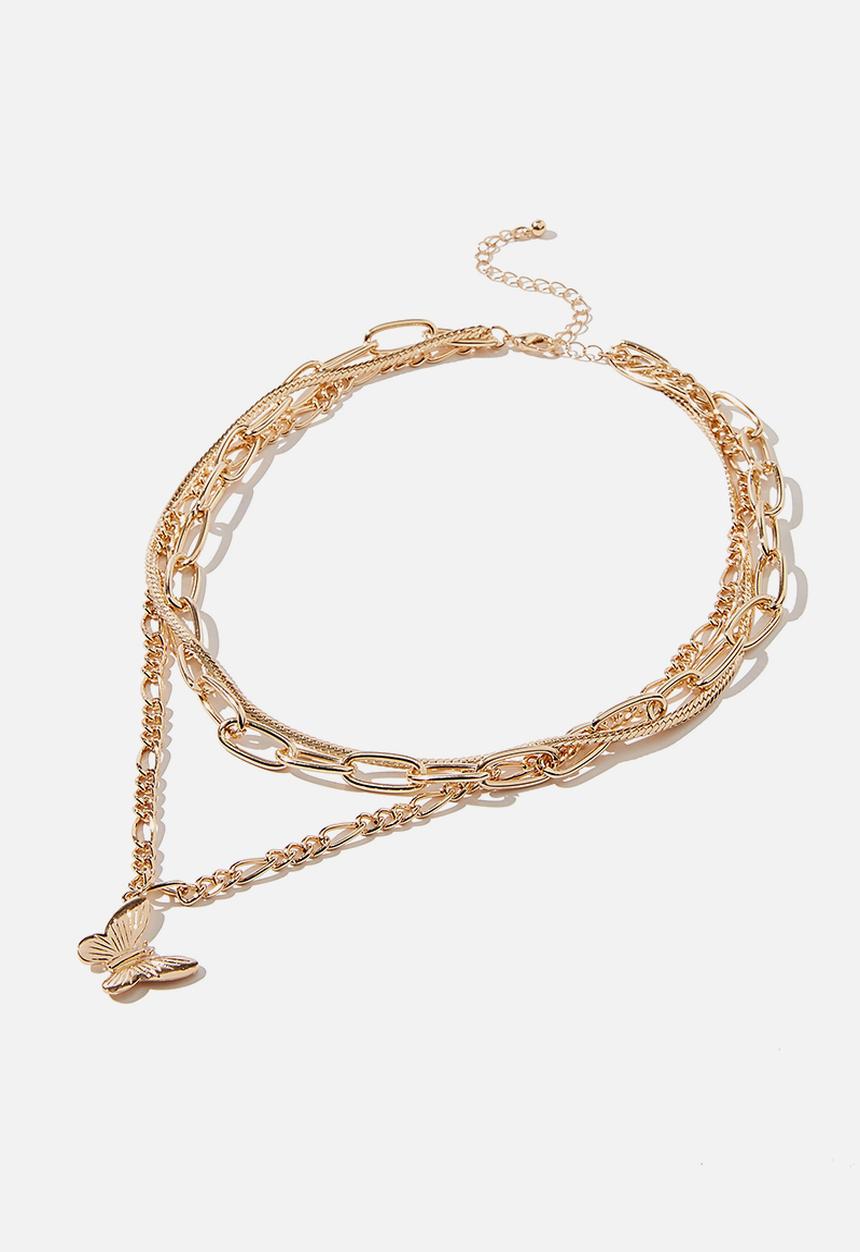 Rubi - Luxe layers links layered butterfly necklace - gold