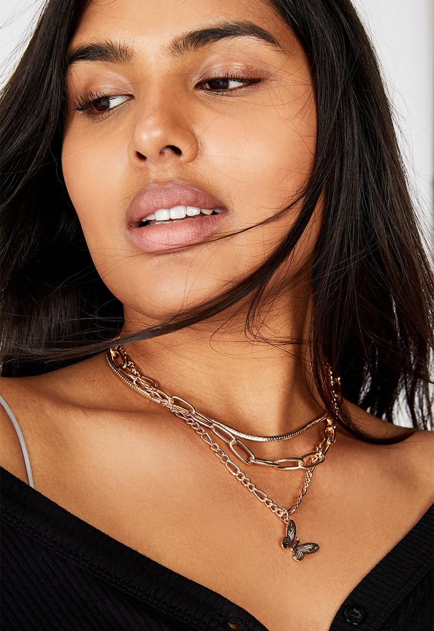 Rubi - Luxe layers links layered butterfly necklace - gold