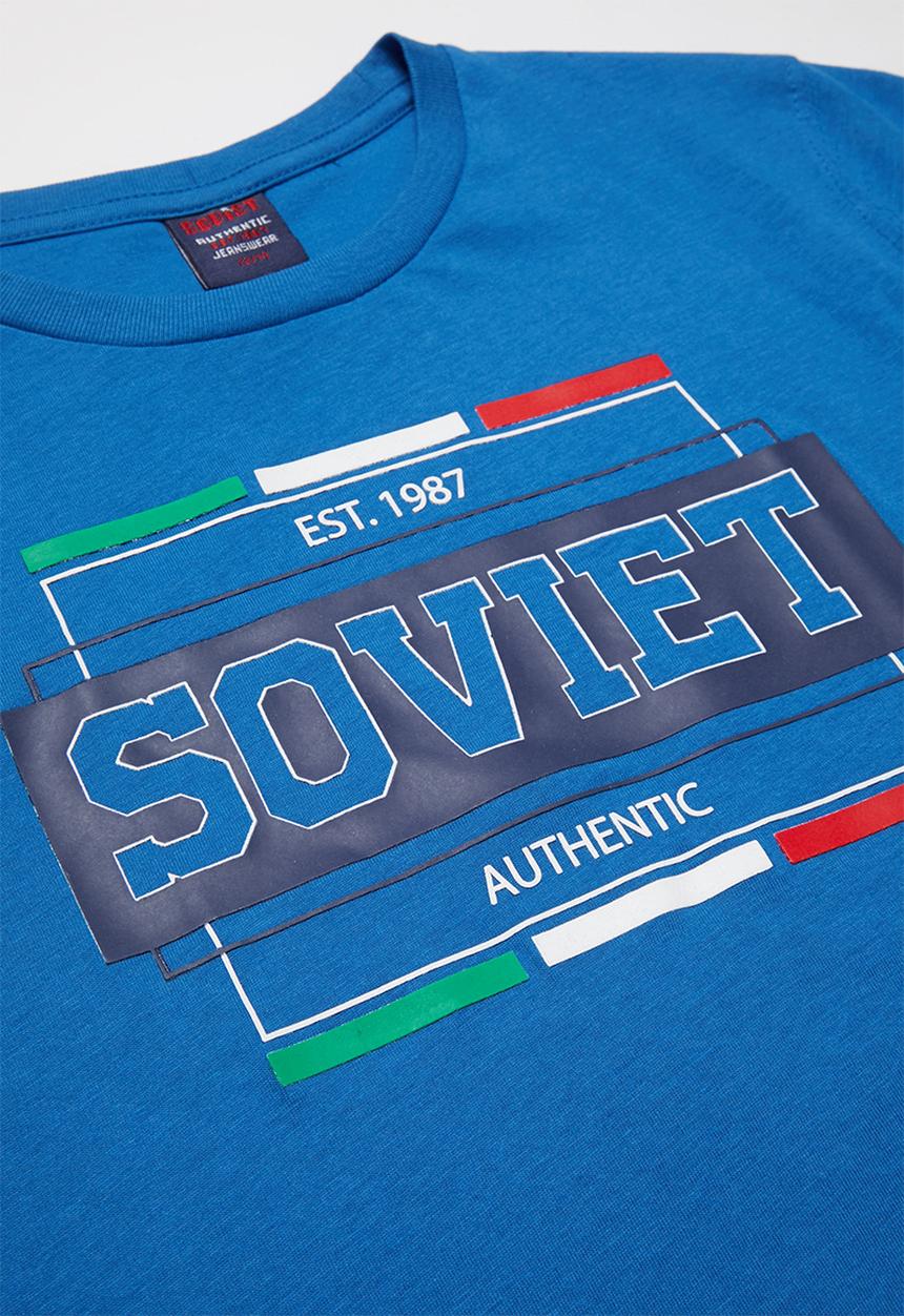 SOVIET - Boys logo tee - blue