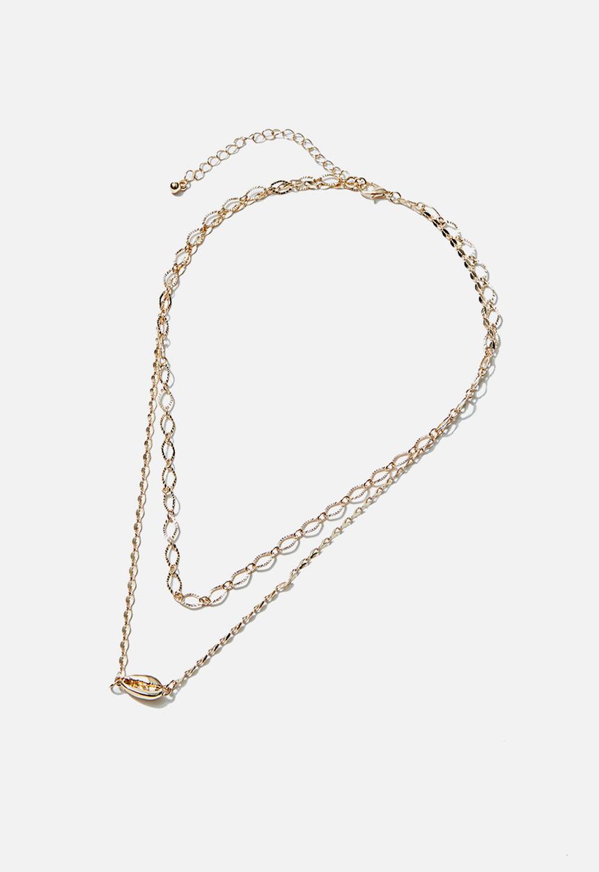Rubi - Luxe layers golden shell layered necklace - gold