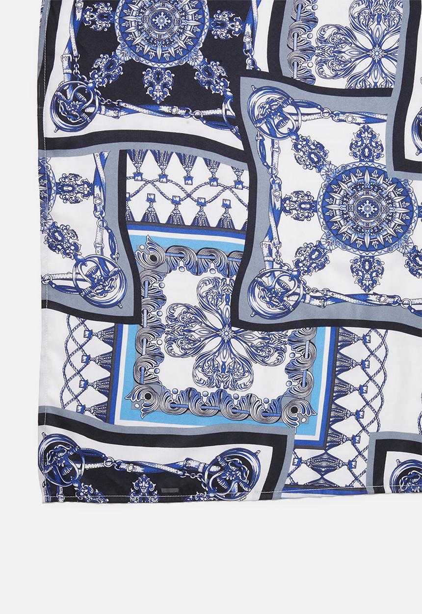 Superbalist - Vintage print neckerchief - blue & black
